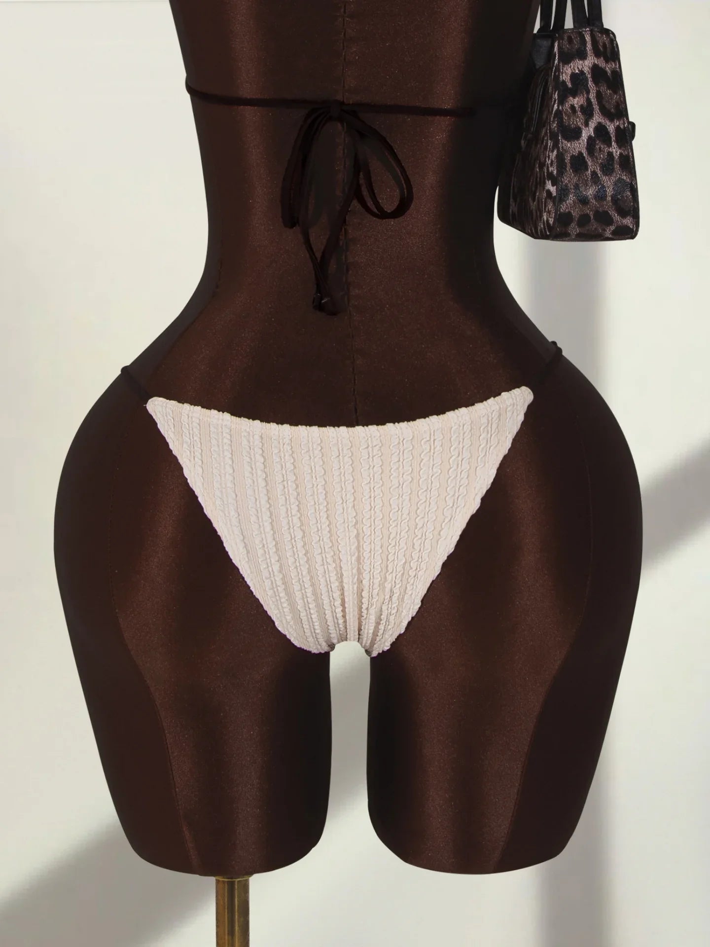 Sexy Beige Contrast One Piece Swimwear Women Deep V Neck Hollow Out Bakcless Thong Bikini Beach Bathing Suit Swimsuit 2026