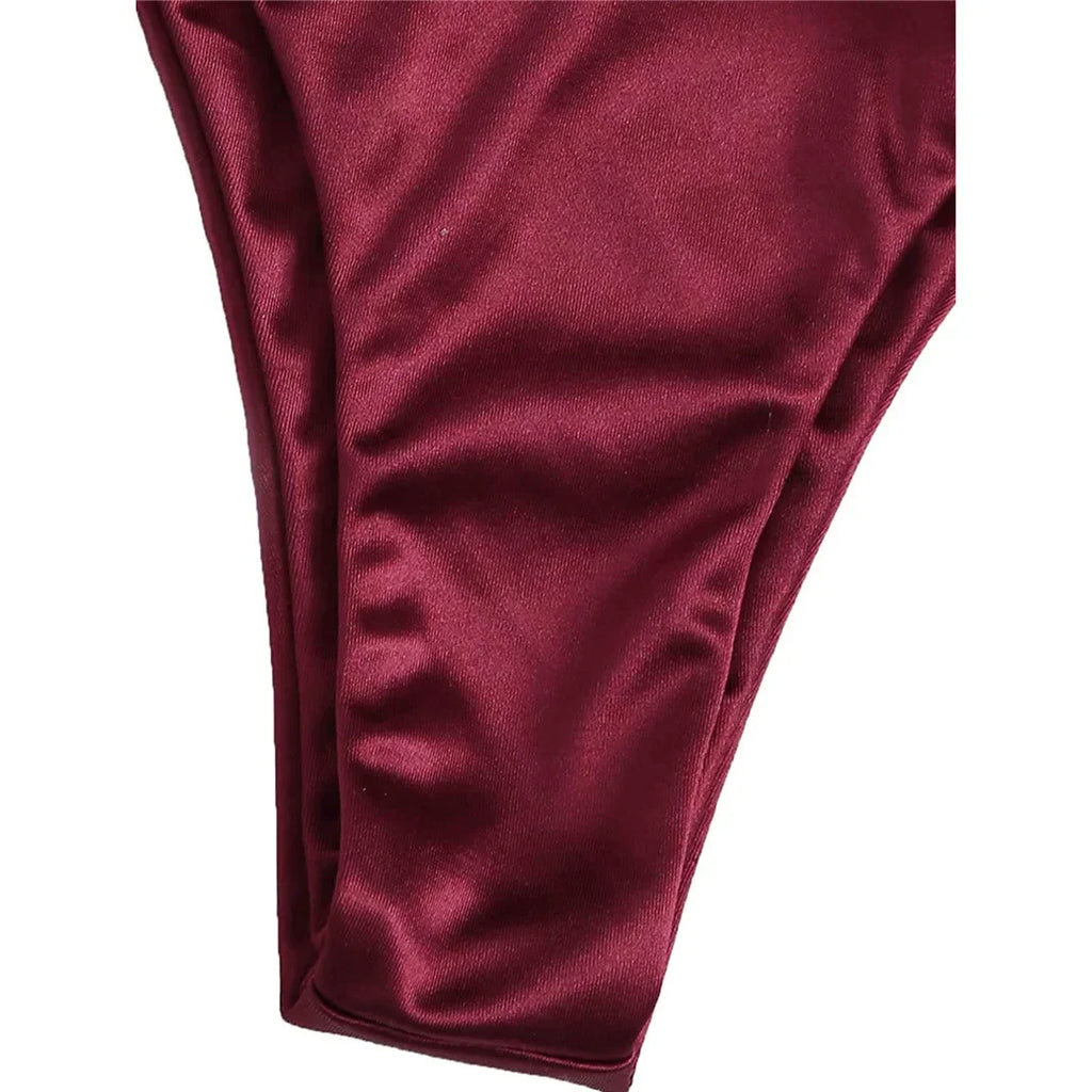 Sexy Satin Halter Brazilian Padded Bikini Female Swimsuit Women Swimwear Two-Pieces Bikini Set Bather Bathing Suit Swim V4966S