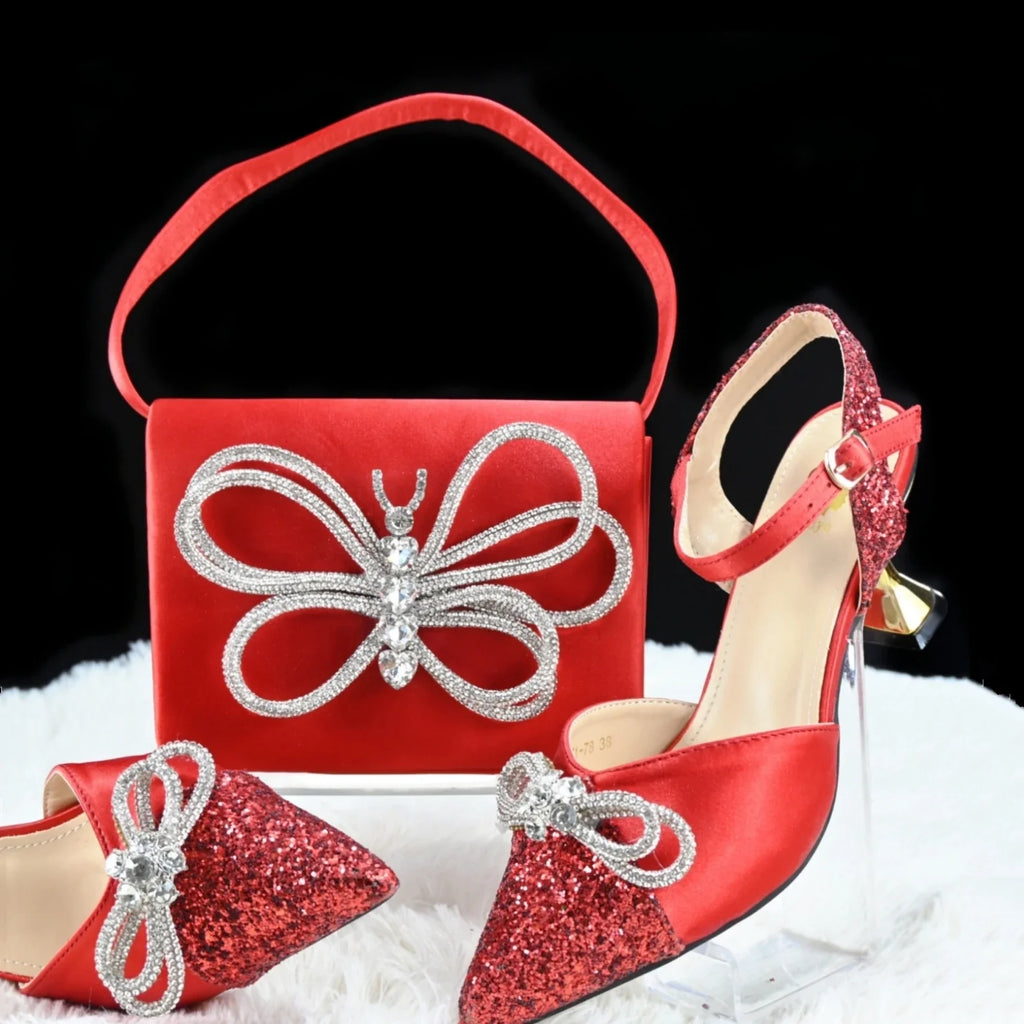 Doershow High Quality African Style Ladies Shoes And Bags Set Latest BLUE Italian Shoes And Bag Set For Party  HGH1-8
