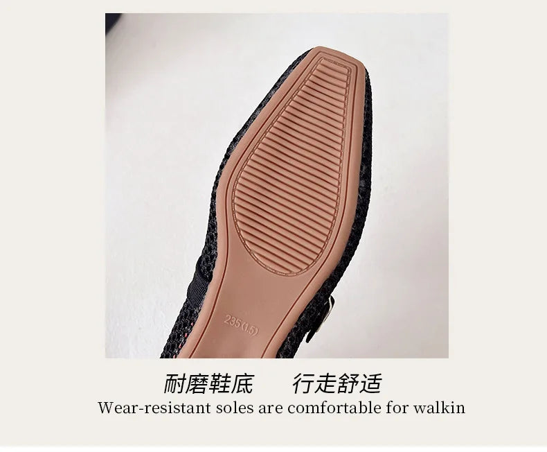Women Leisure Flats Breathable Mesh Spring Summer Flat Shoes For Female Daily Walking Shoes Square Toe Ladies Fashion Footwear
