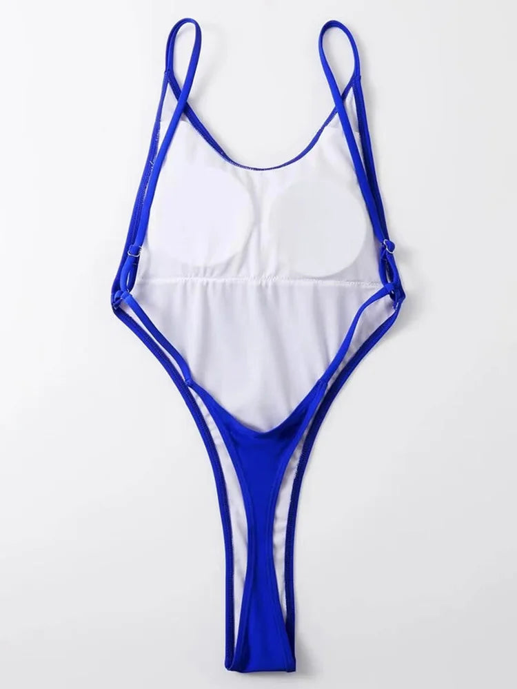2025 Sexy Sparkling Shiny Women Swimwear One Piece Swimsuit Female High Cut Monokini Backless Bather Bathing Suit Swim Bodysuit