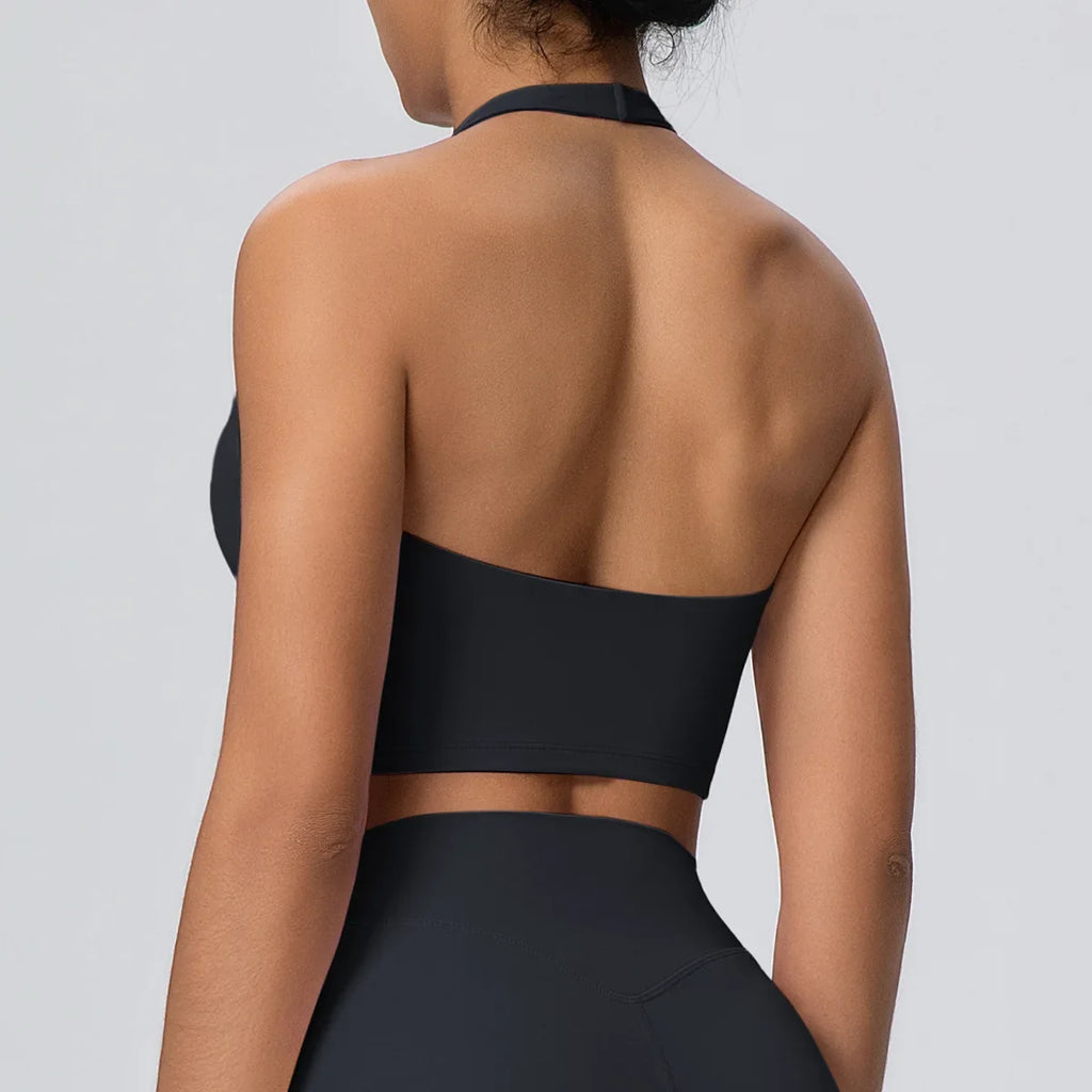 Sexy Gym Women's Sports Bra Breathable Hanging Neck Backless Sports Bra Women's Comfortable Exercise Pilates Training Yoga Top
