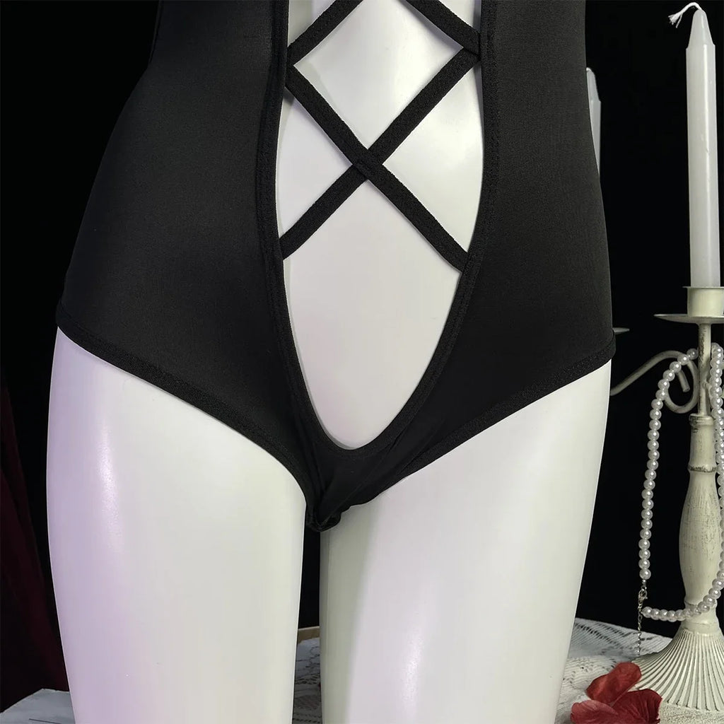 Hot Sexy Lingerie Lace Erotic Teddy Bodysuit Women Sexy Underwear Hollow Perspective Crotchless Stripper Clothing Babydoll Dress