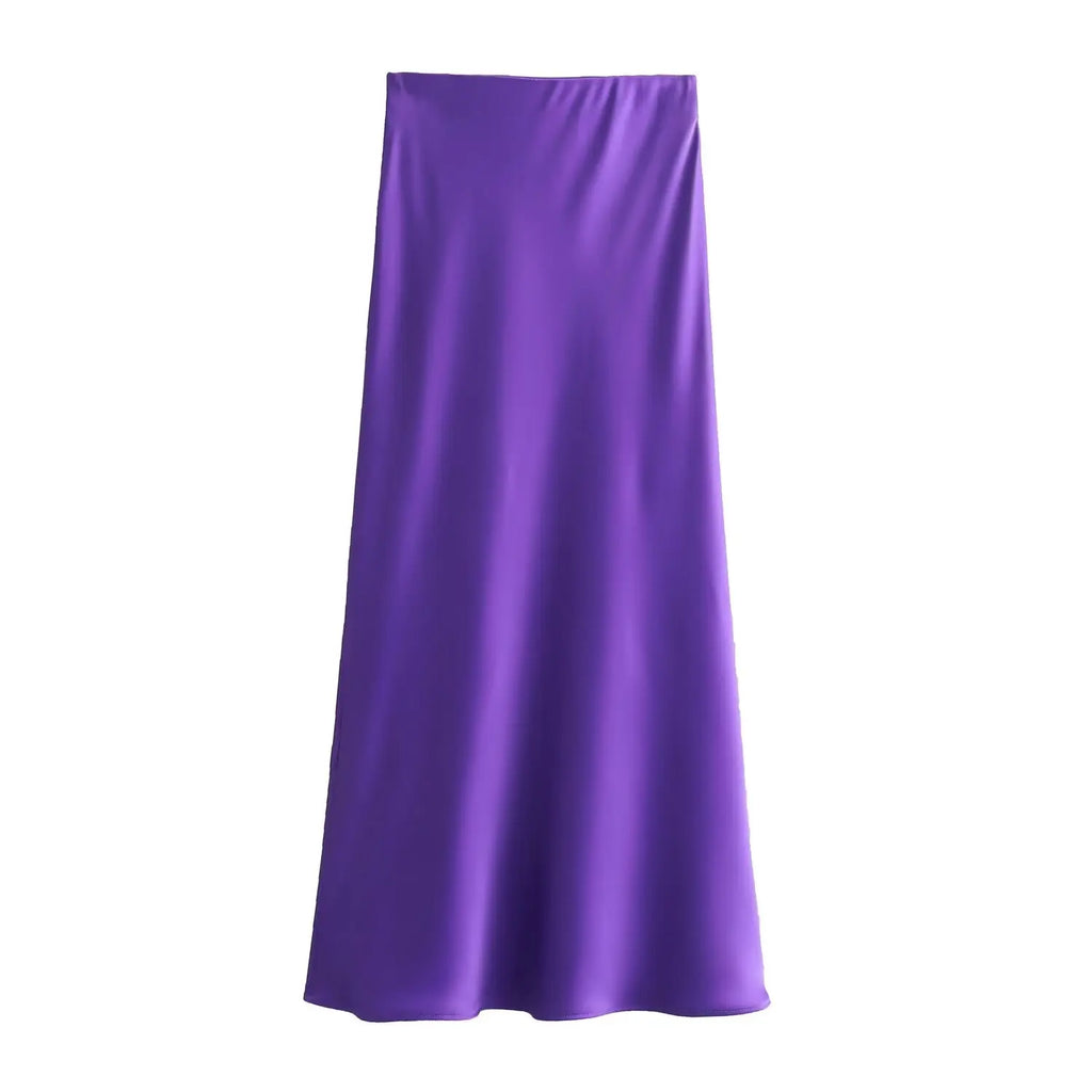 Foridol Autumn Winter Burgundy Satin Skirt Women Party Silk Skirt High Waist Straight Long Faldas Mujer Christmas Skirt