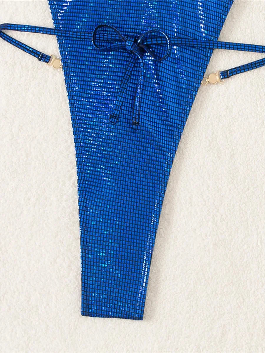 New Long Sleeve G String Diamond Bikini Female Backless Swimwear One Piece Swimsuit Women Monokini Sexy Bather Bathing Suit Swim