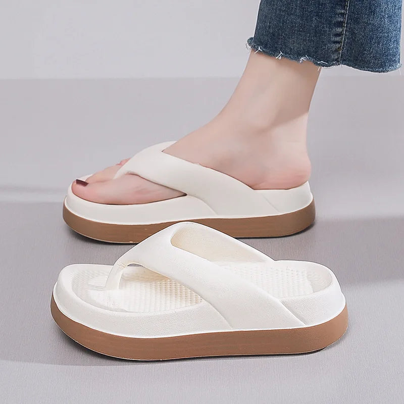 Woman Beach Flip Flops Fashion Summer Shoes 2025 Trend Girls Platform Sandals Soft EVA Non-slip Female Indoor Outdoor Slippers