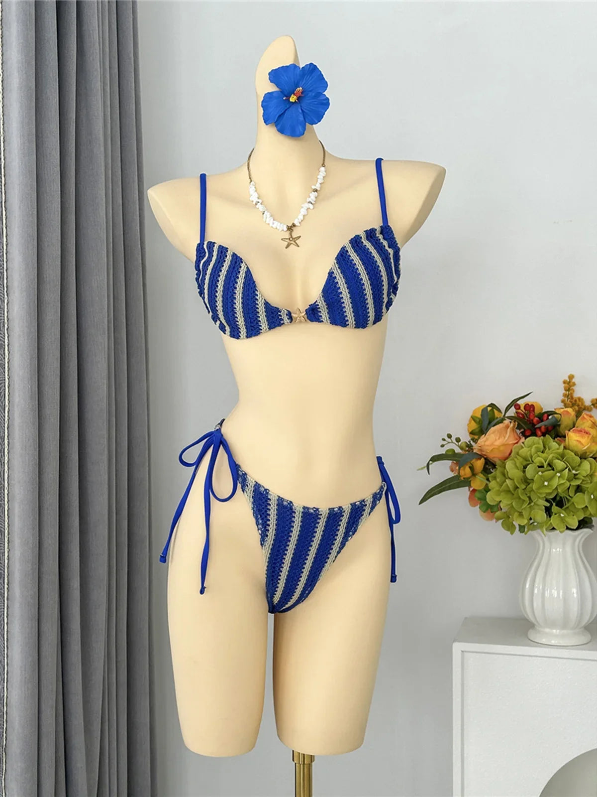 2026 New Striped Bikini Women Swimwear Female Swimsuit High Cut Leg Padded Bather Bathing Suit Swim Two-pieces Bikini set K8071
