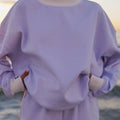 Striped Print Suits for Women Casual Loose Fit Stylish Crew Neck Long Sleeve Tops and Shorts Fall 2 Pcs Set