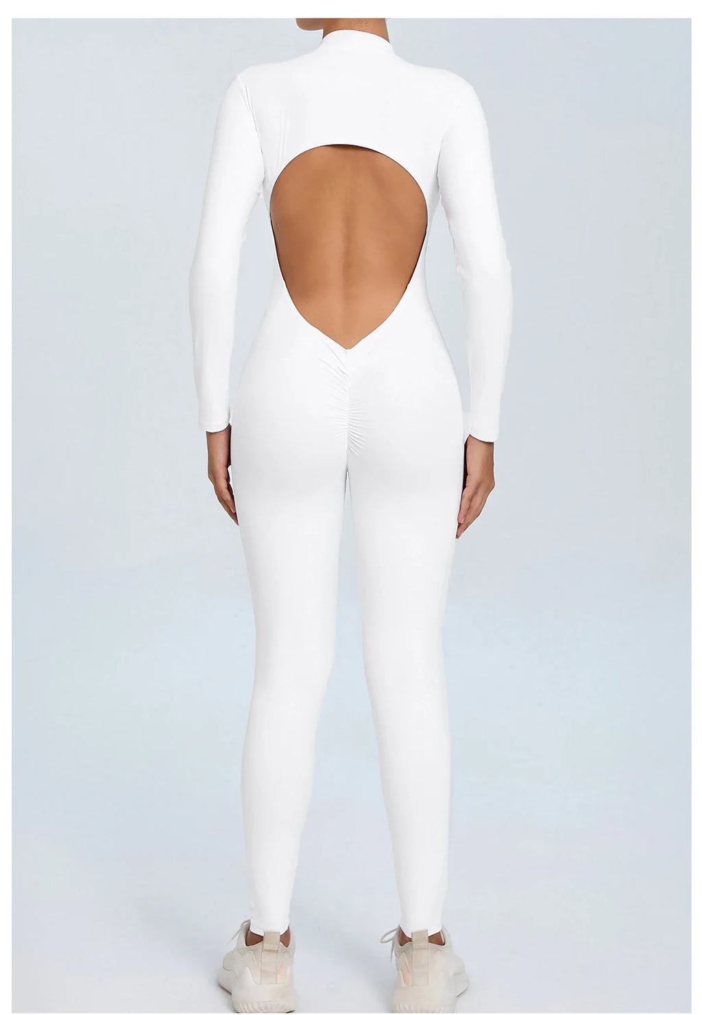 Women Sportwear Yoga Jumpsuit Zip Long Sleeve Back Open Outfit Fitness Tracksuit Tight One-piece Gym Overalls Sports Bodysuit