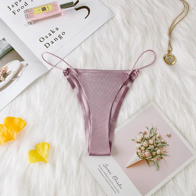 Women Panties G String Sexy Thong Seamless Underwear Ice Silk T Back Butterfly Briefs Girls Low Waist Lingerie Plus Size S-XL