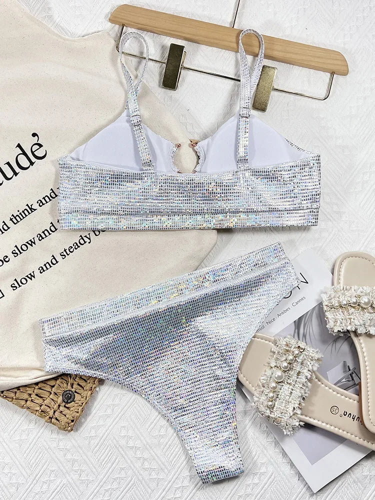 Snakeskin Female Swimsuit High Waist Bikini Women Swimwear Two-pieces Bikini Set Hollow Out Bather Bathing Suit Swim Beachwear