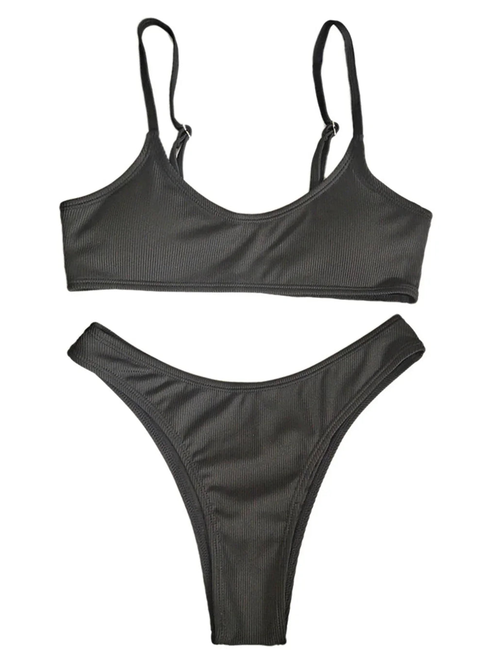 Ribbed High Leg Cut Bikini Female Swimsuit Women Swimwear Two-Pieces Bikini Set Brazilian Padded Bather Bathing Suit Swim V7126