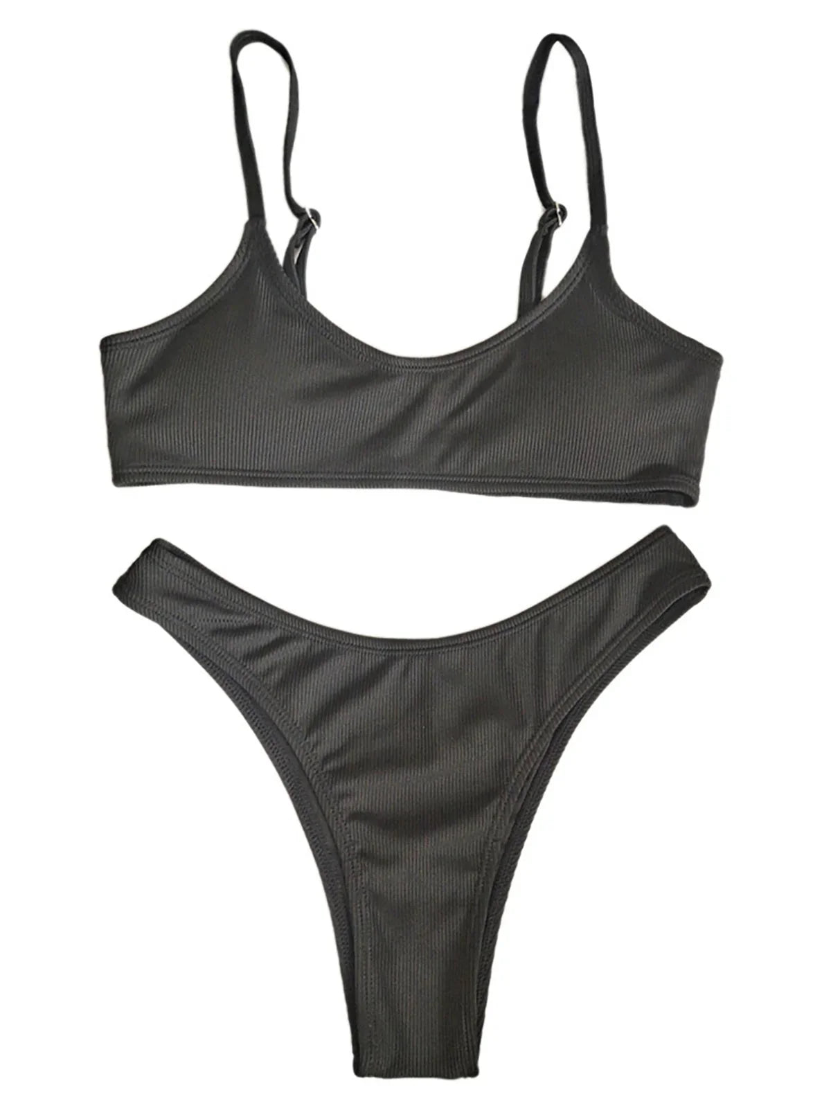 Ribbed High Leg Cut Bikini Female Swimsuit Women Swimwear Two-Pieces Bikini Set Brazilian Padded Bather Bathing Suit Swim V7126
