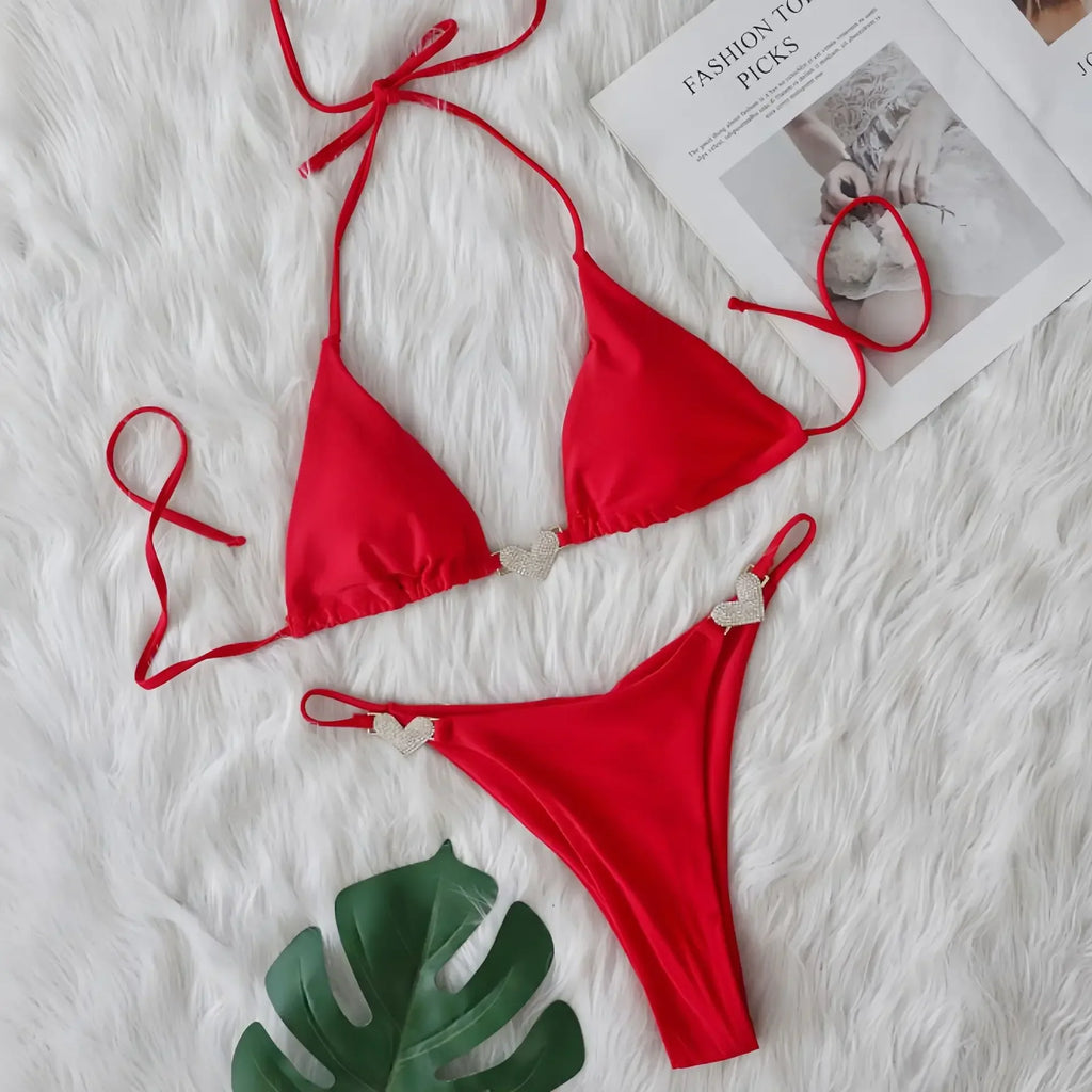Scrunch Butt Rhinestone Diamond Bikini Female Swimsuit Women Thong Swimwear Two-pieces Bikini Set Mini Micro Bathing Suit Swim