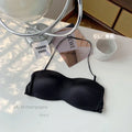 Sexy Japanese Satin Halter Bra Strapless Seamless Two-Way Wear Adjustable Comfort Back Fit Wirefree Lingerie Set S-XL MOYISU Bra