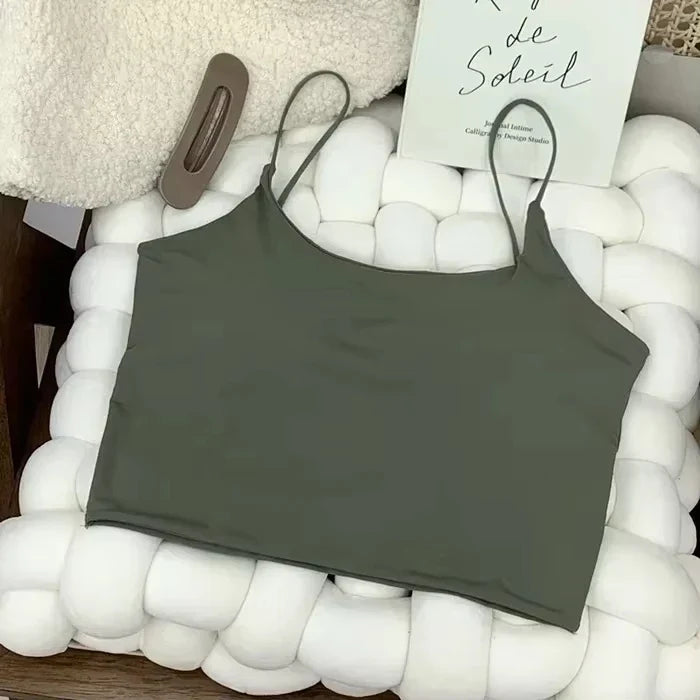 Summer Bra Top Sexy Women Ice Silk Crop Top Seamless Tube Tops Camisole Underwear Korean Fashion Solid Padded Bralette Vest