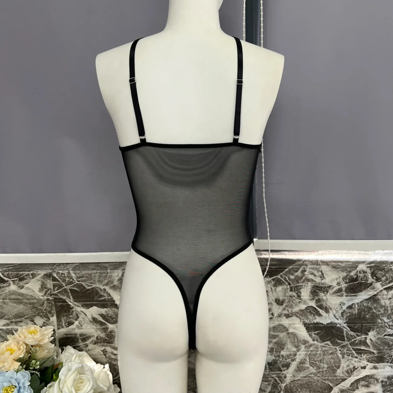 European and American style sexy women's hollow-out tight pants, backless one-piece underwear, bodysuit, gloves not included