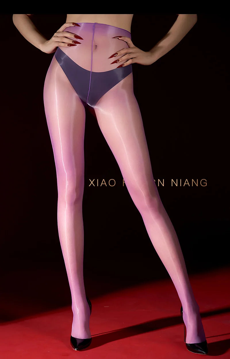 Sexy Silk Horse Oil Stockings Thin Anti-Snag Glossy Pearl Pantyhose Solid Color Transparent Mesh Nightclub Wear Pantyhose 0RG0