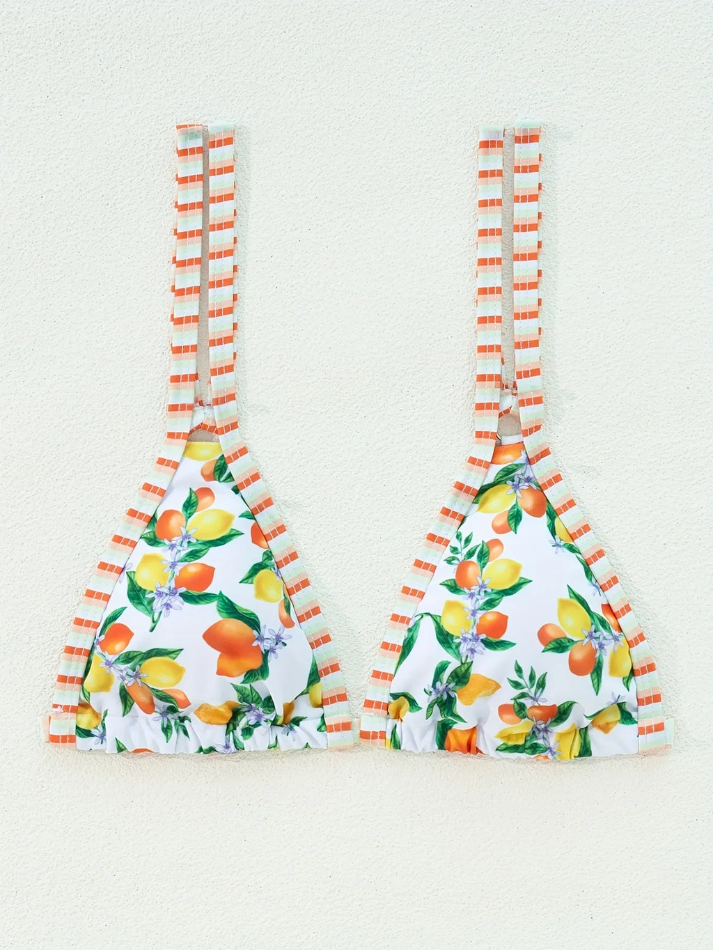 2026 Sexy Orange Print Micro Bikini Women Double Strap Push Up Bra Hollow Out Thong Swimsuit Beach Bathing Suit Holiday Swimwear
