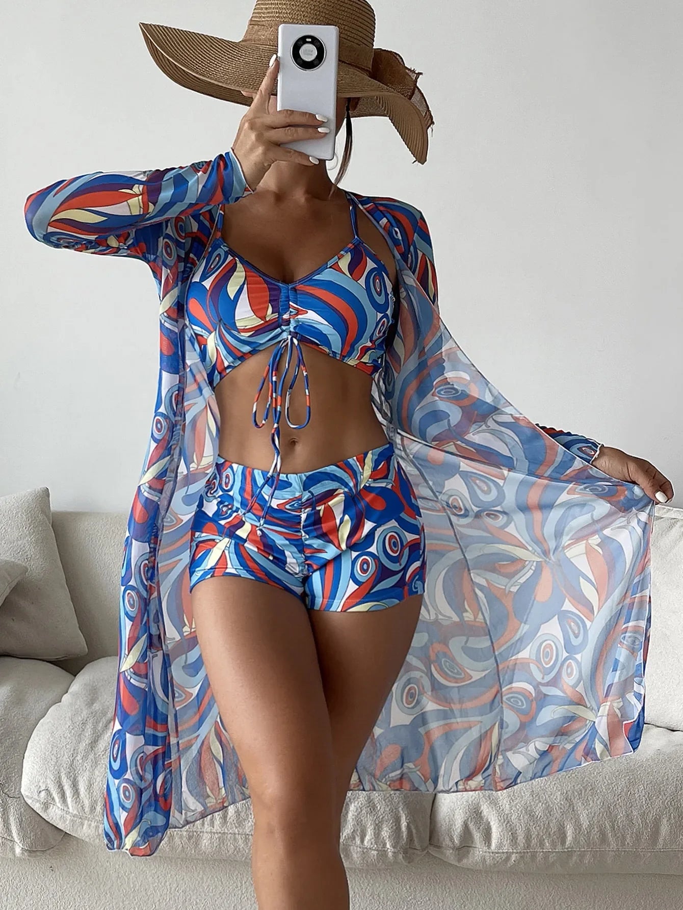 Sexy Print Bikini 2026 Women High Waist Swimsuit Cover Up Swimwear Female Lady Bathing Suit Swimming Summer Beachwear