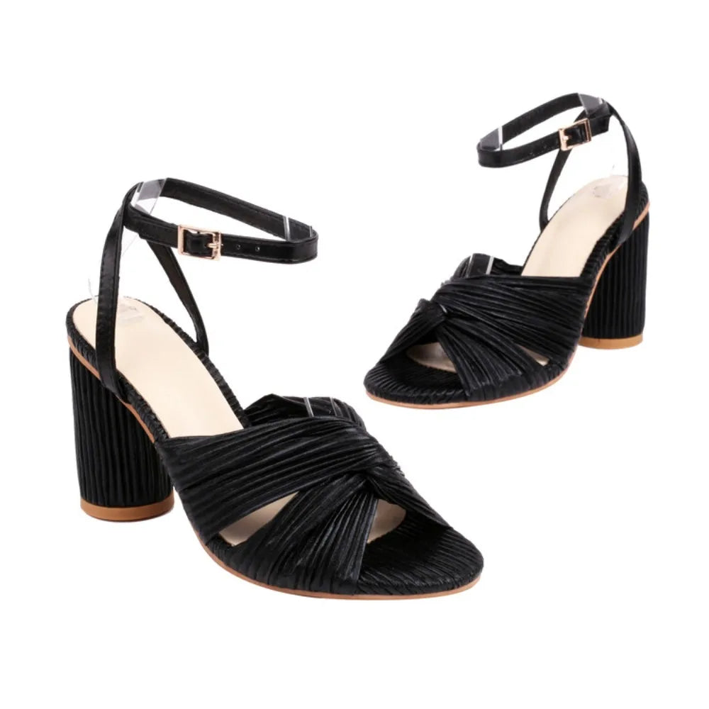 NASBAVI Straps Women's Sandals Summer Shoes Luxury Peep Toe Flip Flops Round High Heels Gold Party Dance Wedding Shoes Ladies