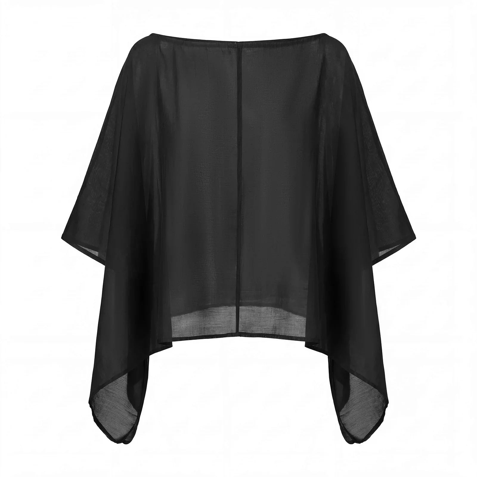 Women Summer Holiday Beach Sheer T-shirts Short Sleeve Tops Oblique Neck Solid Color See-through Irregular Party Clubwear