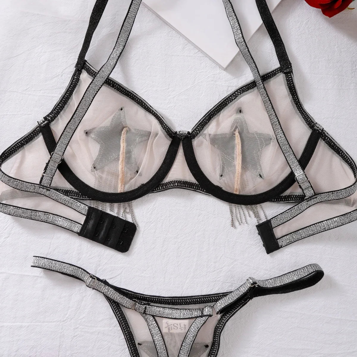 Sexy mesh see-through shapewear sexy split underwear set