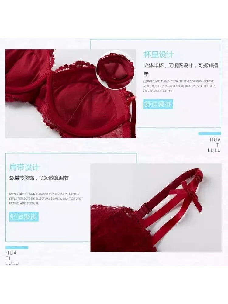MOYISU French Victoria's Thin Cup Bralette Small Bust Adjustable Push Up | Breathable Tushy Bra | Summer Sexy & Girlish Lingerie