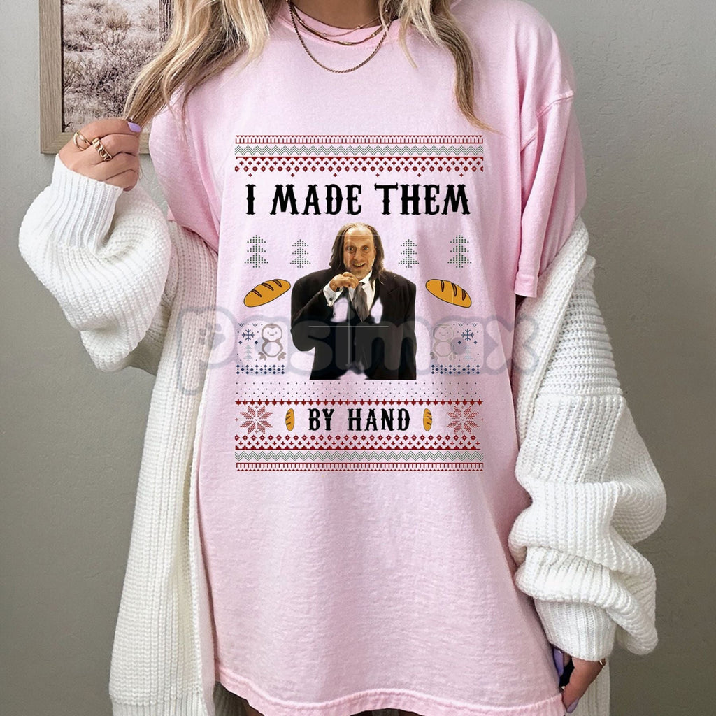Scary Movie "I Made Them By Hand" Ugly Christmas T-Shirt - Funny Hanson Quote Tee, Cult Comedy Holiday Gift, Parody Xmas Sweater Apparel