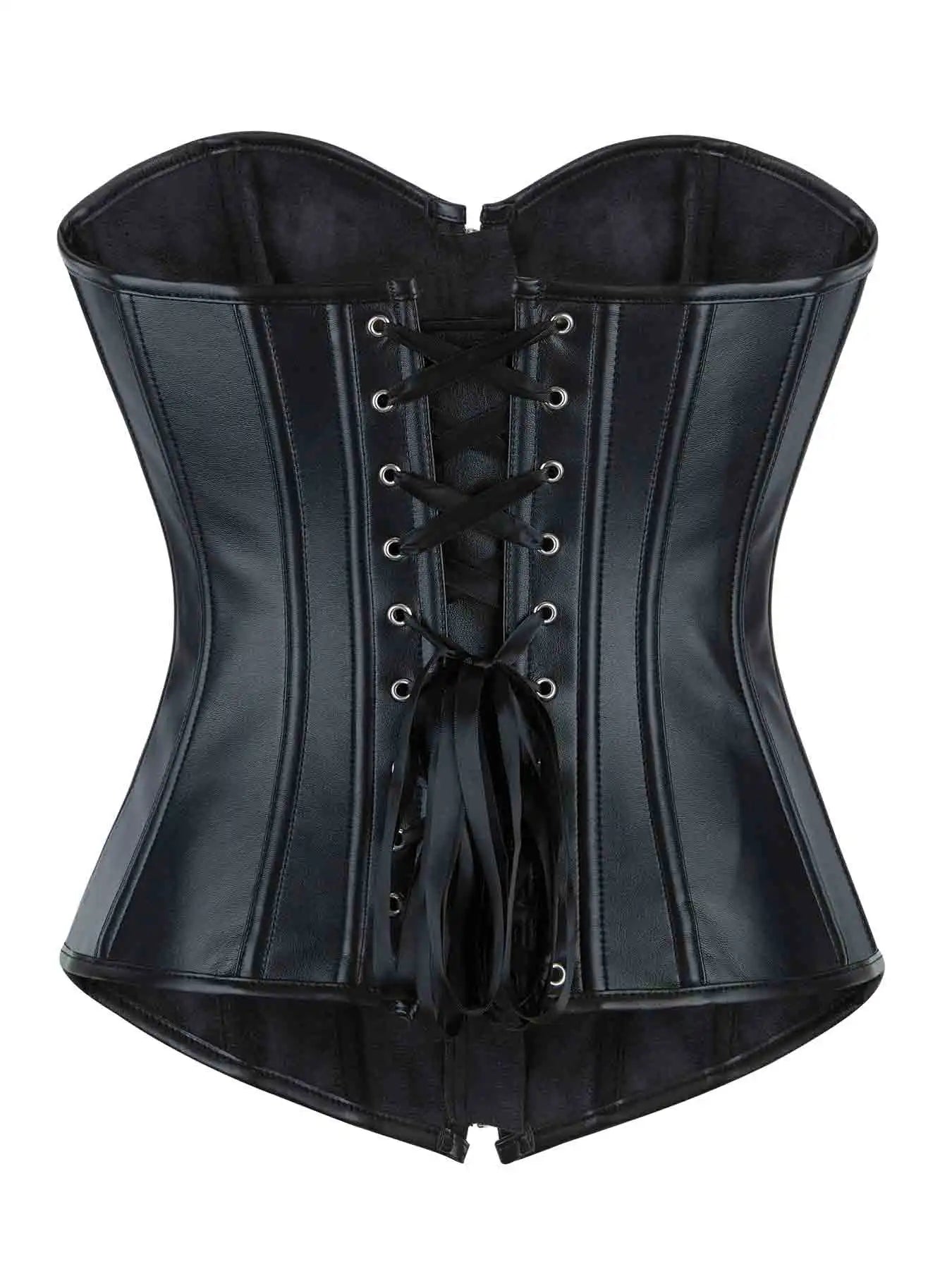 Zipper bone dress sexy chest support abdomen corset European and American court body shaping PU smooth tight bodice