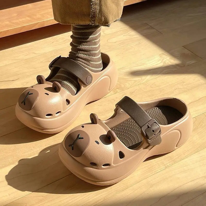 2025 New Cute Cartoon Slippers For Women Fashion Clogs Anti-slip Summer Shoes Girls Street Sandals 2 Way Wear Beach Slides