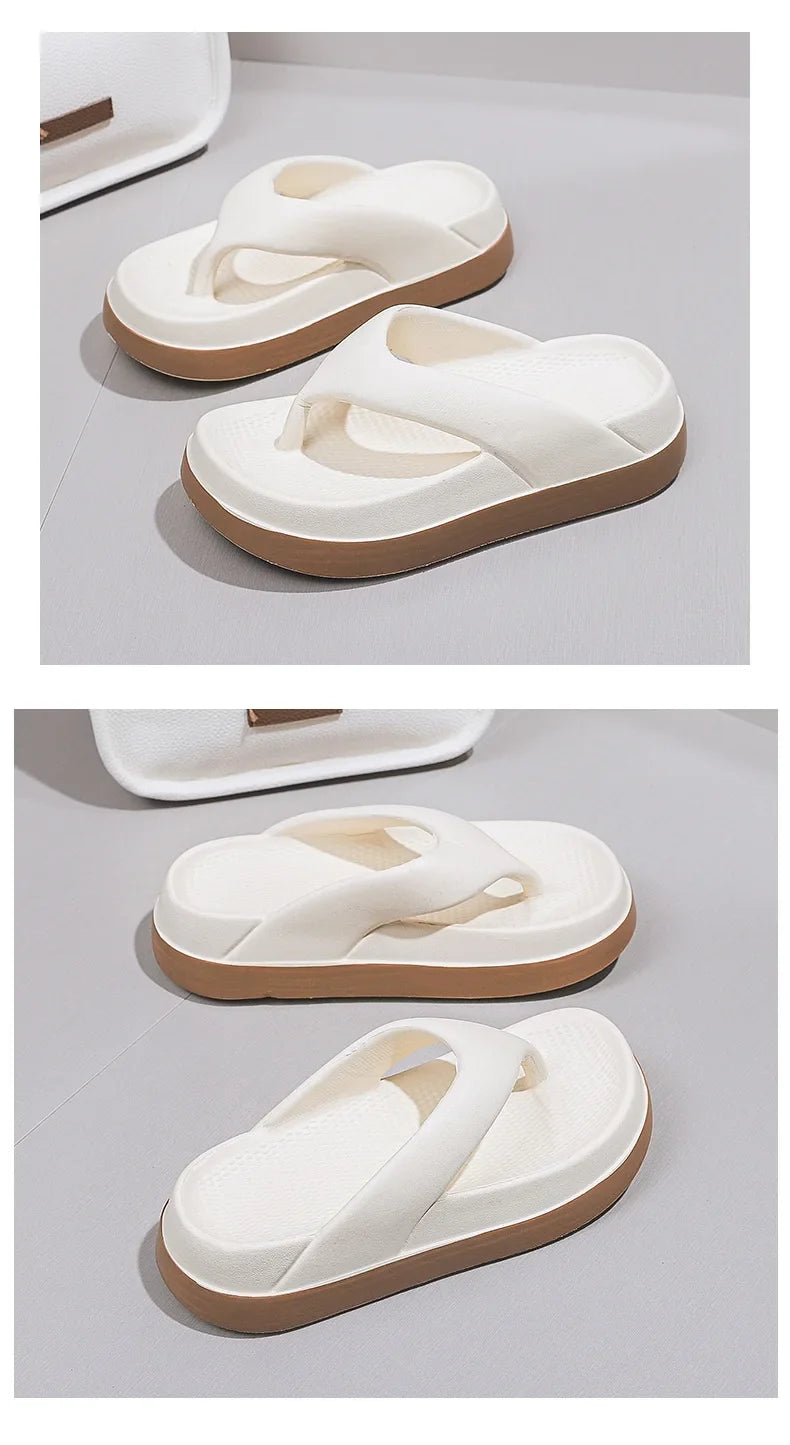 Woman Beach Flip Flops Fashion Summer Shoes 2025 Trend Girls Platform Sandals Soft EVA Non-slip Female Indoor Outdoor Slippers