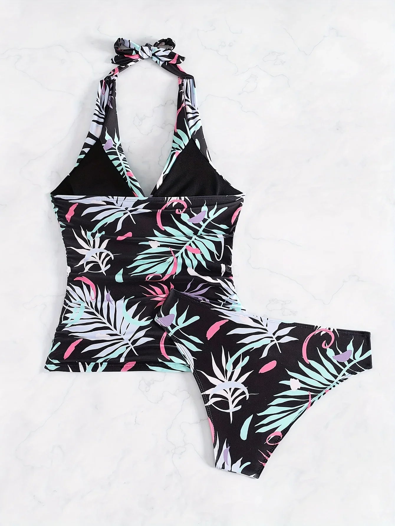 ZTVitality Women Halter Tankini Set Print Two Piece Swimsuit 2025 New Arrival Biquini Padded Bra Sexy Swimwear Summer Beachwear