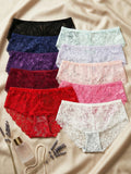 10 PCS/Set Women's Lace Panties Sexy Lace Female Underwear Low Rise Floral Sheer Panties