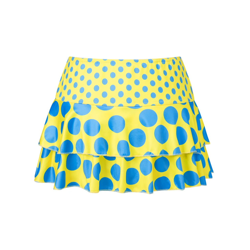 Fashion Summer Mini Skirt Women Dots Print Side Ties Low Waist A Line Skirts for Parties and Casual Wear
