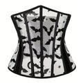 Women Underbust Corset Tops Halloween Bat Print Bustier Shapewear Tie up Cincher Waistband for Dress Streetwear