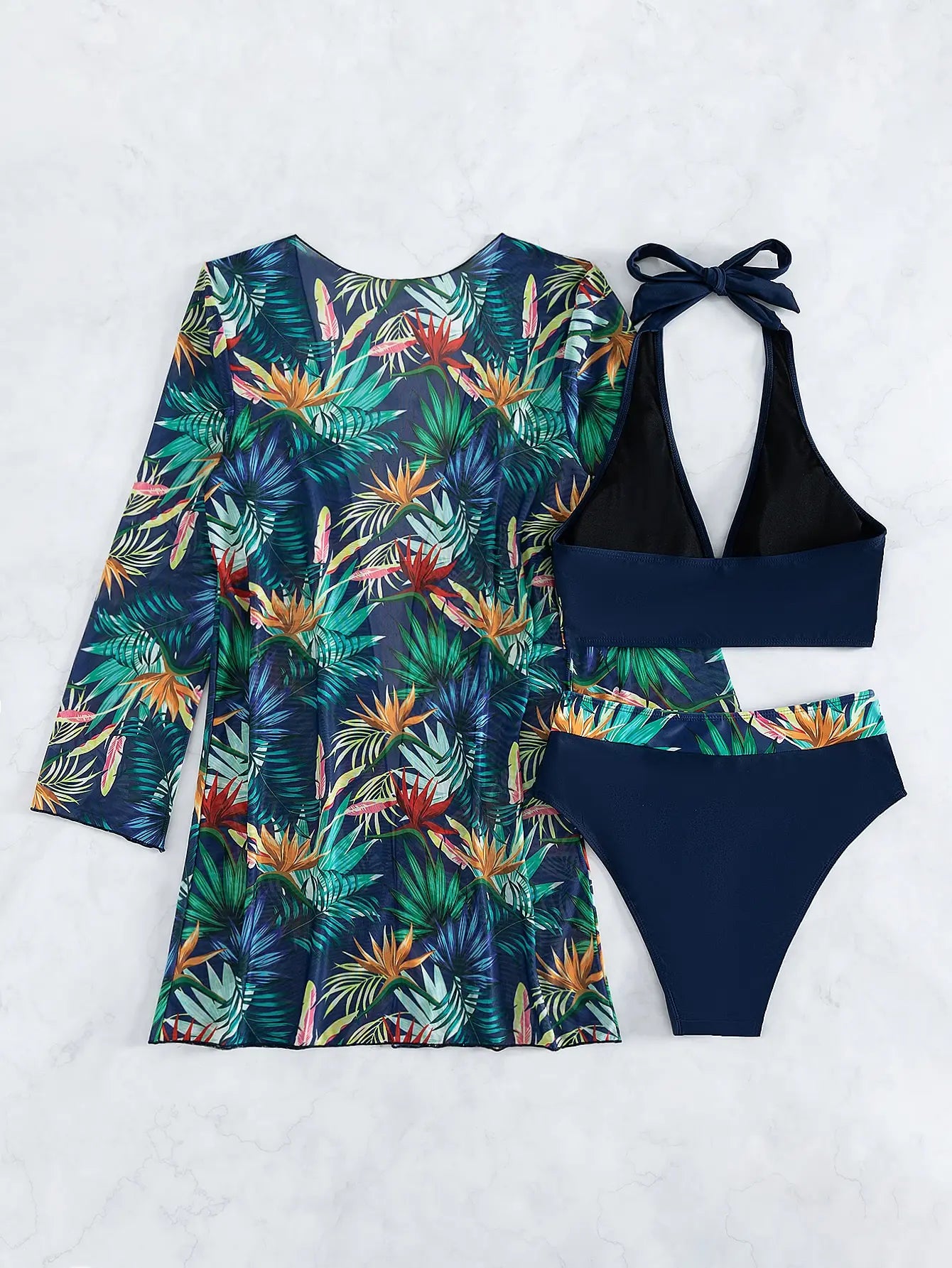 Halter Print Bikini 2026 Women Swimsuit With Kimono High Waist Swimwear Female Bathers Bathing Swimming Swim Suit Beachwear