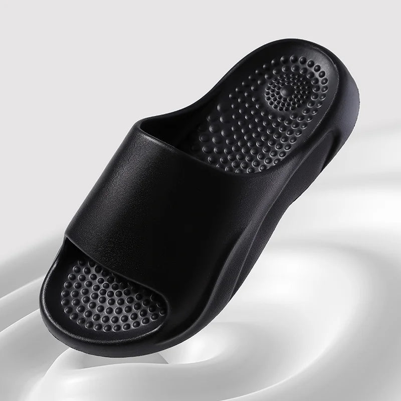 Non-Slip Shower Slippers Women Men Comfortable Soft Sole Couple Slippers Summer 2025 Lightweight Flat Heel Bathroom Slides