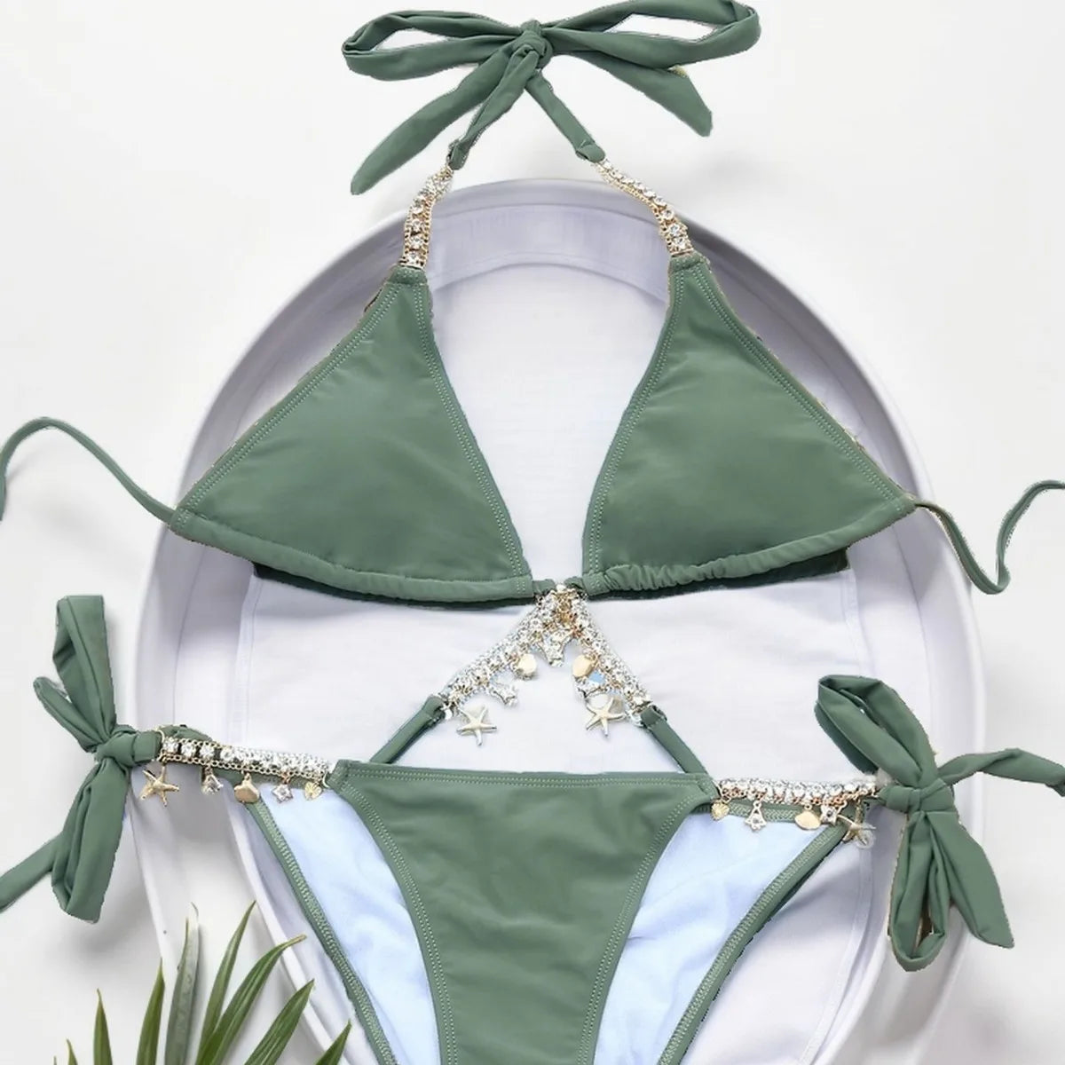 Sexy bikini bandage split multi-color swimsuit accessories diamond fashion swimsuit