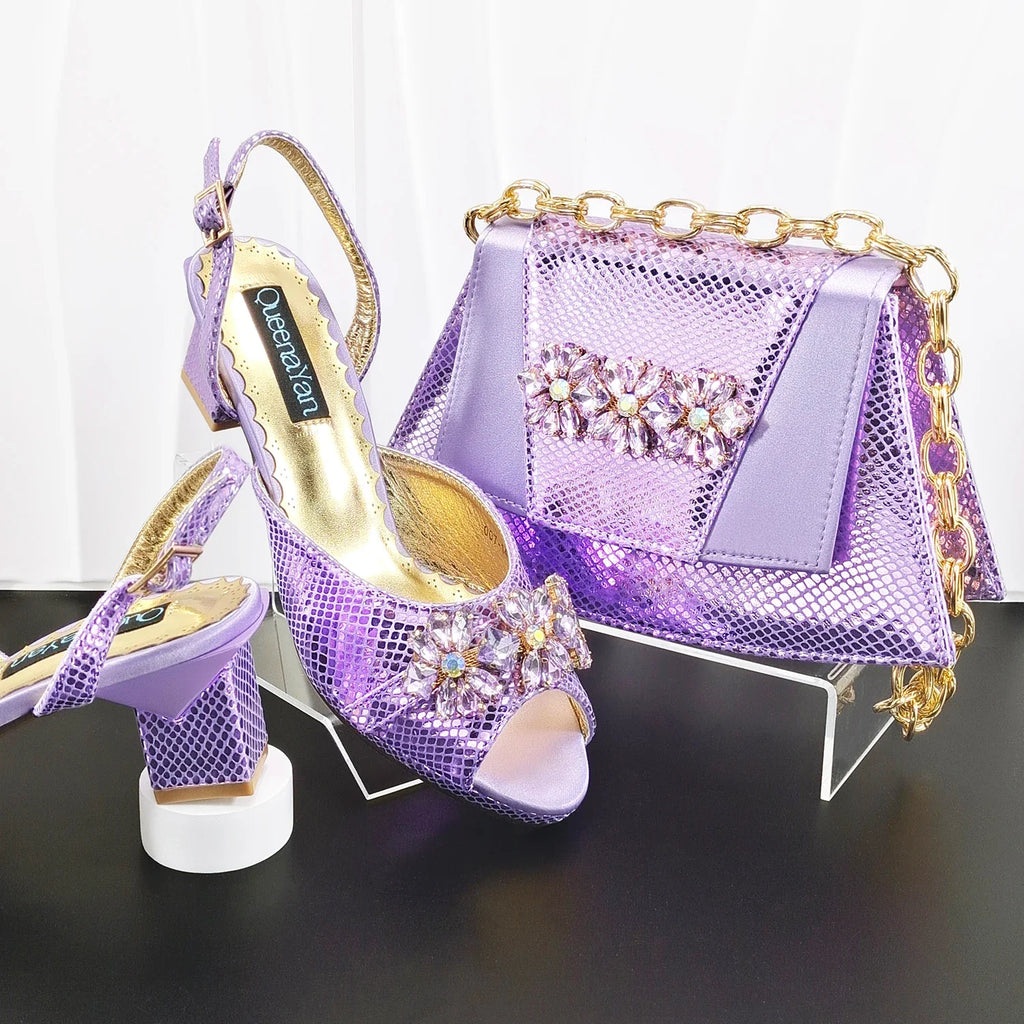 doershow African fashion Italian Shoes And Bag Sets For Evening Party With Stones gold Italian Handbags Match Bags! HM1-1
