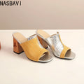 NASBAVI Brand New Ladies Peep Toe Summer Sandals Fashion Mixed Colors Chunky High Heels Women Sandals Party Woman Shoes 35-45