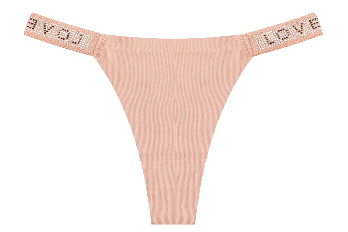 New Women's Smooth Low Waist Sexy Panties Women Thongs Rhinestones Letter Diamonds G-string Sports Thong Briefs T-back Shiny