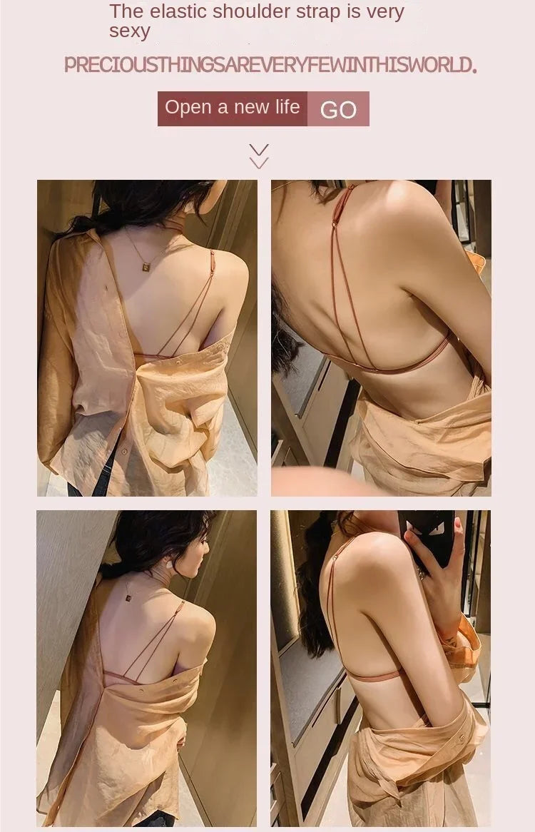 MOYISU Desire Sexy Girl Underwear Front Buckle Thin Shoulder Triangle Cup Thin Back Without Underwire Sexy Simple Bra Small Bra
