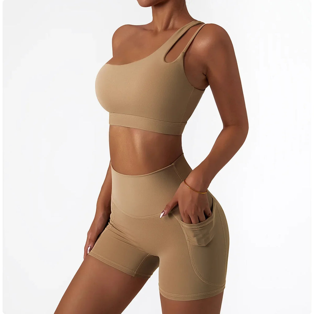 Comfortable Skin Friendly Summer High Waist Yoga Shorts Gym Hip Lift Pants Pocket Breathable Running Cycling Sports Shorts Women