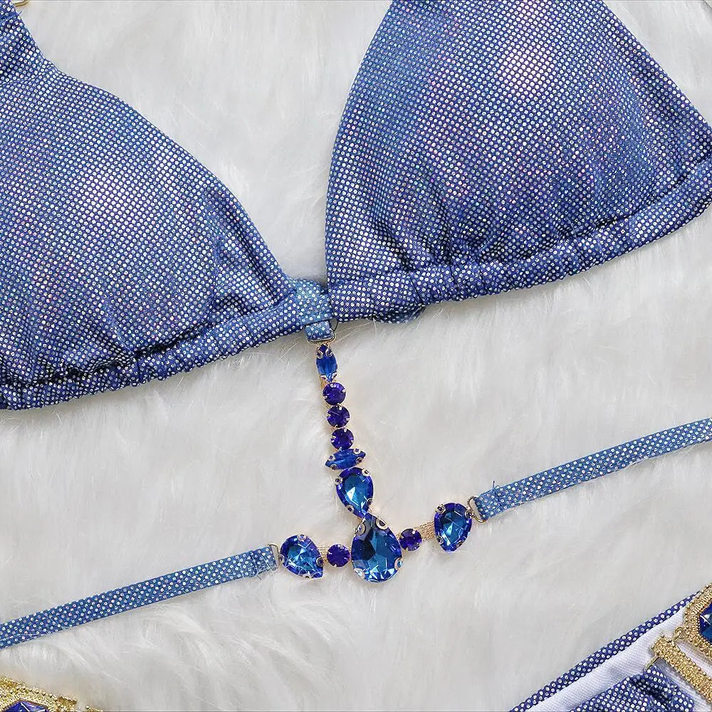 2 Colors Sexy Bikini Women Luxury Crystal Diamond Shining Fabric Swimwear Swimsuit Bikinis Set Bathing Suit Beach Bikini Female