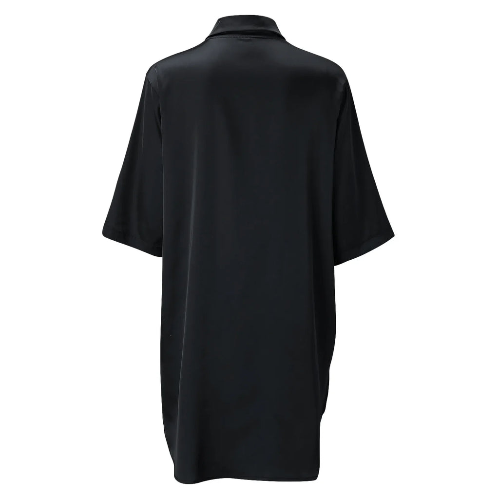 New Women's Solid Color Silky Comfortable Soft Pajamas Sexy Short Sleeve Nightshirt Smooth & Skin-Friendly Home Sleepwear Lounge