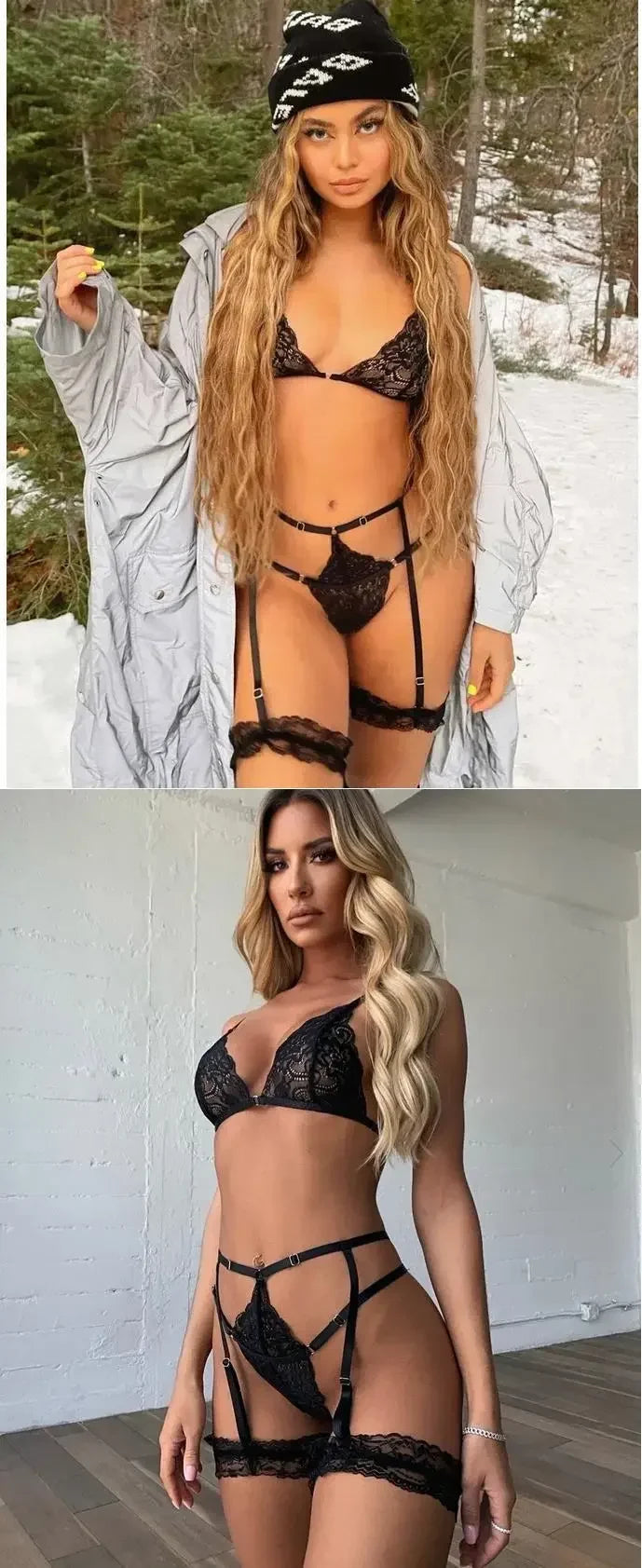 Women's Sexy Lingerie Set Lace Porn Costumes 3 Piece Push Up Bra G-String Garter Exotic Sets Lenceria Erotic Underwear For Sex