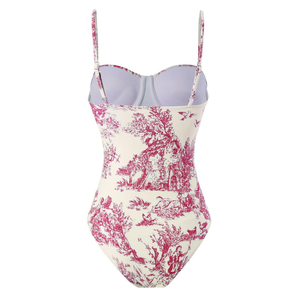 2026 New Arrival Push Up Women Bikini Set Floral Printed Ruffle Bikinis Strappy Bandage Swimwear Brazilian Biquini Bathing Suit