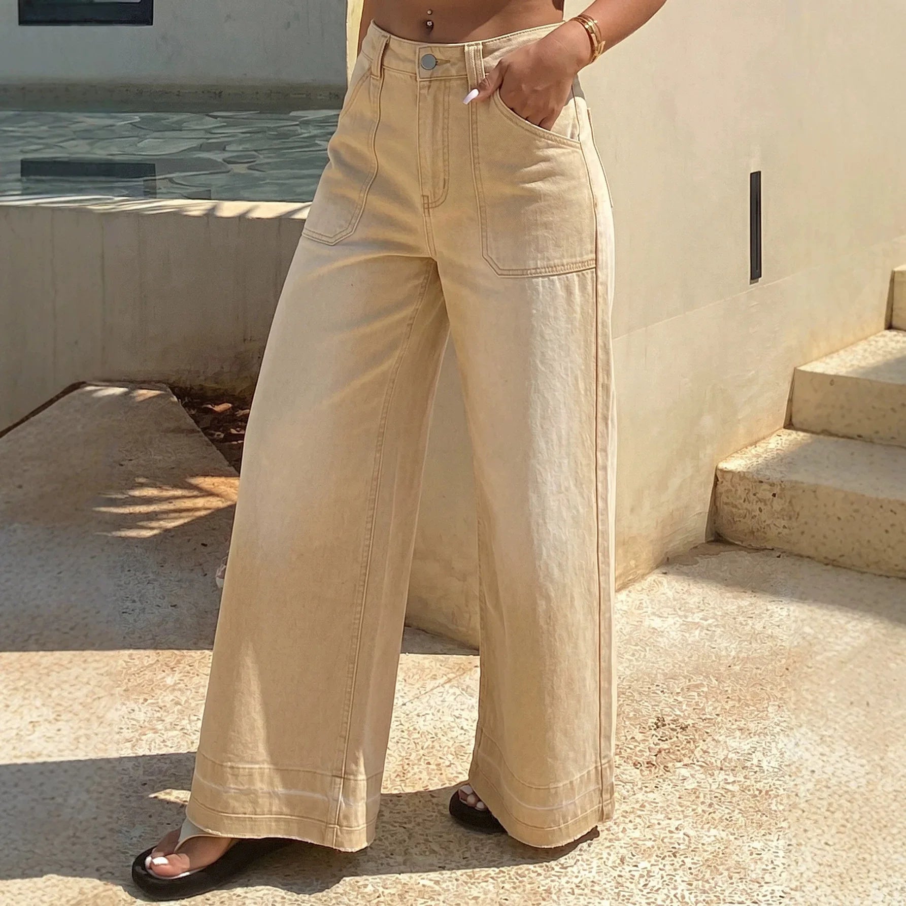 European and American style 2026 women's jeans wide leg pants jeans pants trousers