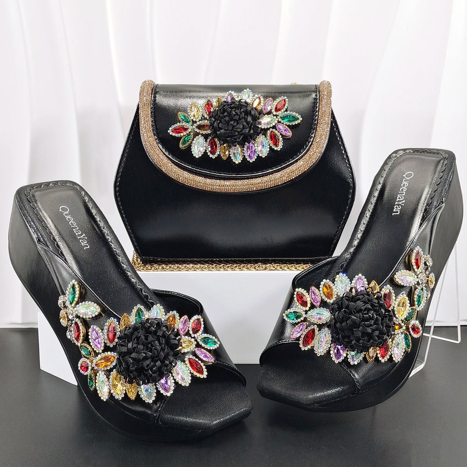 doershow High Quality African Style Ladies Shoes And Bags Set Latest silver Italian Shoes And Bag Set For Party HO1-1
